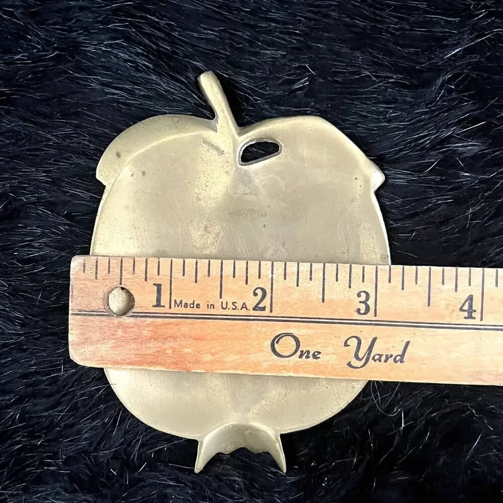 Vintage 70s miniature solid brass apple trinket bowl